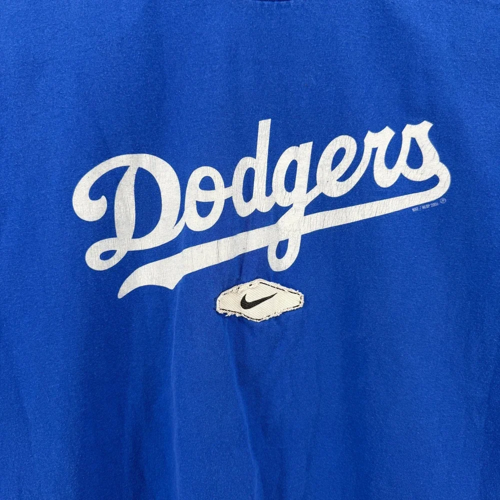 Nike T-Shirt Mens Large Blue LA Dodgers Graphic Short Sleeve MLB Baseball Tee